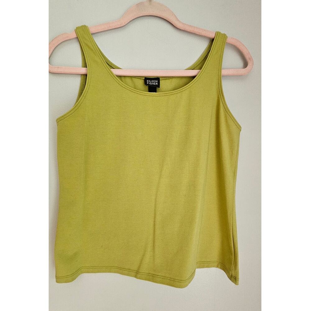 Eileen Fisher Green Tank Top Cotton Lycra Blend, Sz S